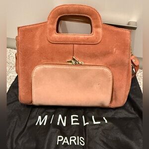 Minelli Paris Mauve Coral Suede Satchel